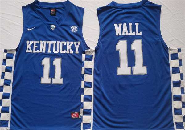 Men%27s Kentucky Wildcats #11 John Wall Blue Stitched Jersey->michigan wolverines->NCAA Jersey